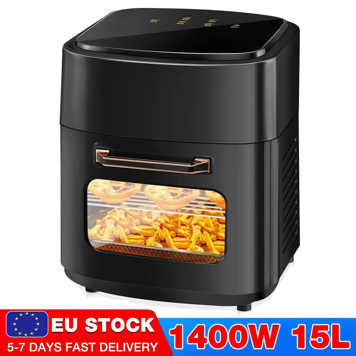 

15L Electric Air Fryer Oven Toaster Rotisserie Dehydrator 6 in 1 Countertop Oven LED Digital Touchscreen Chicken Frying Machine