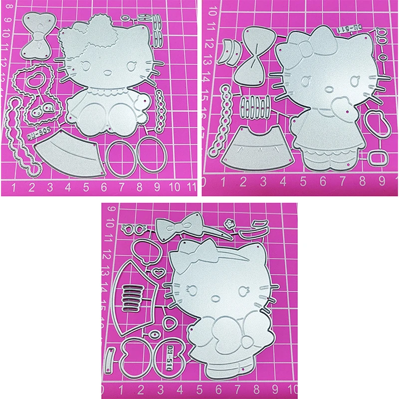 2024 New Cute Animals Bow Flower Cat Metal Cutting Dies for Scrapbooking Paper Craft and Card Making Embossing Decor No Stamps