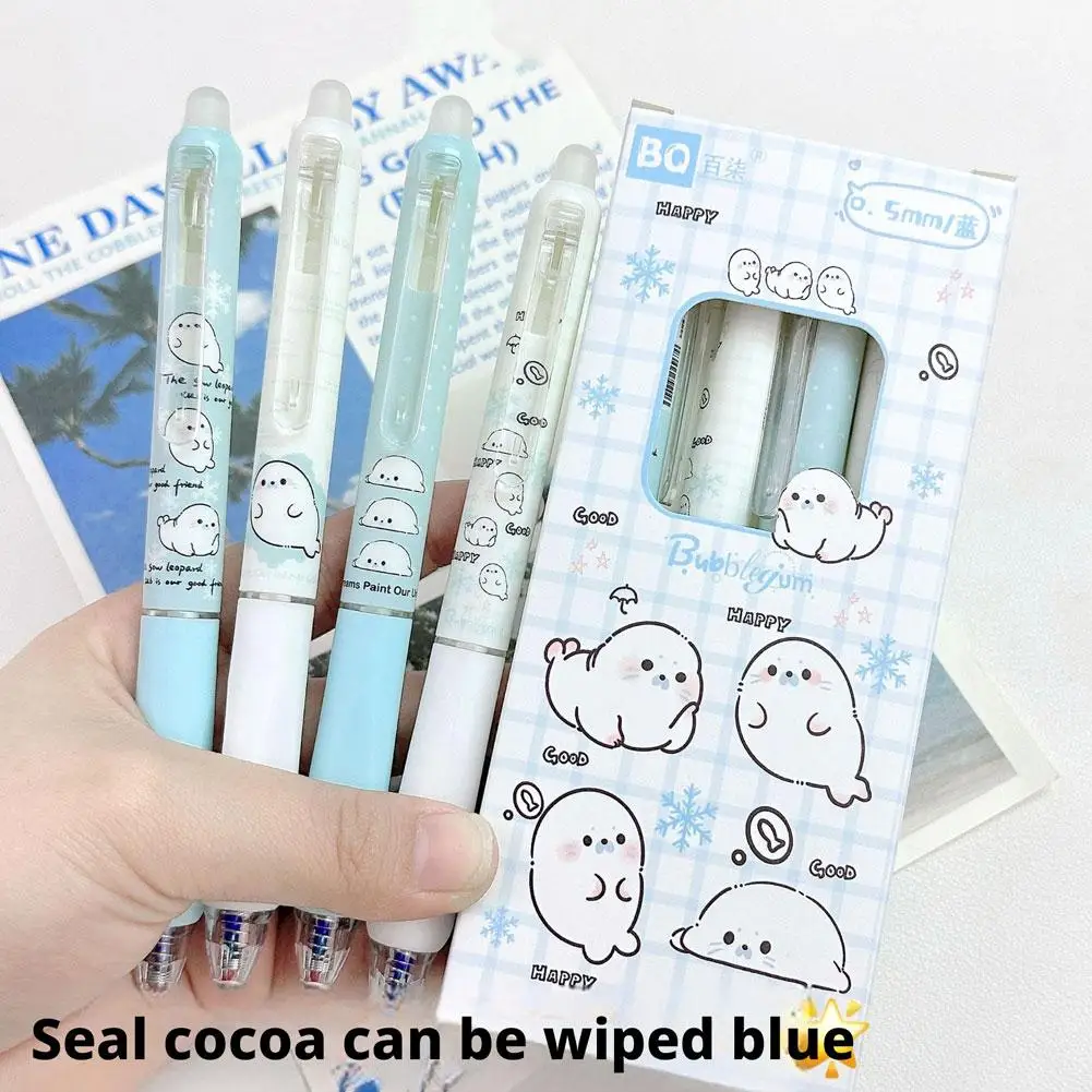 4Pcs Erasable Gel Pens for Kids Blue Black Ink Friction Erase Pens with Stylish Side Button Design for Elementary School Stud