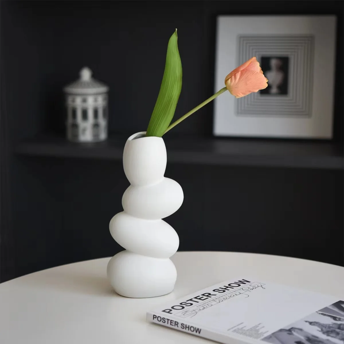 

Creative Ceramic Vase Light Luxury Irregular Shaped Pebble Home Decoration Living Room Flower Arrangement Foyer Decoration Vases