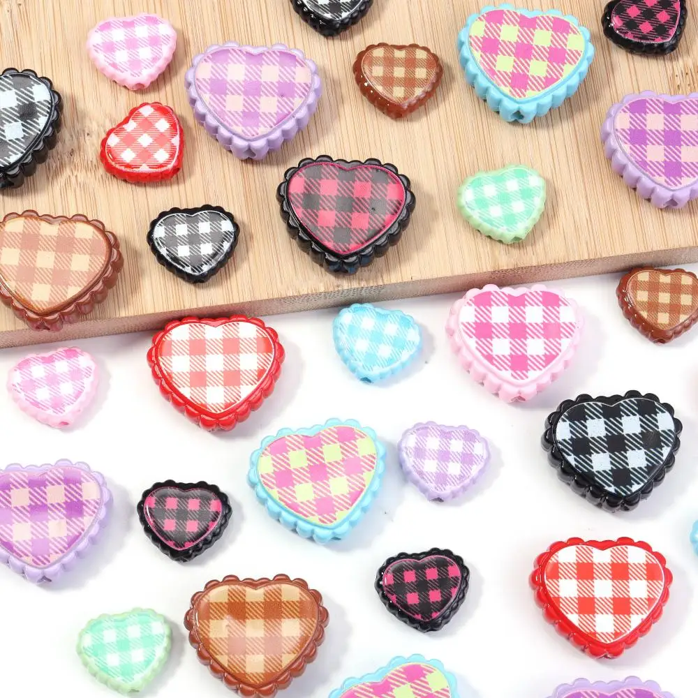 

6/200pcs Love Heart Spacer Loose Beads Colorful Chess Grid Acrylic Charms for DIY Handmade Crafts Gift Accessories Wholesale