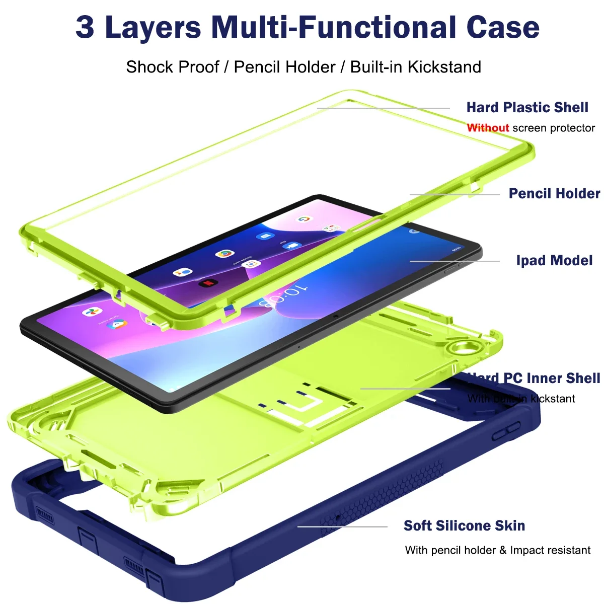 Heavy Armor Stand Tablet Case for Lenovo Tab M11 M10 3rd Gen TB328FU TB328XU 2022 TB125FU 128FU FHD TB-X606F HD TB-X306F Cover
