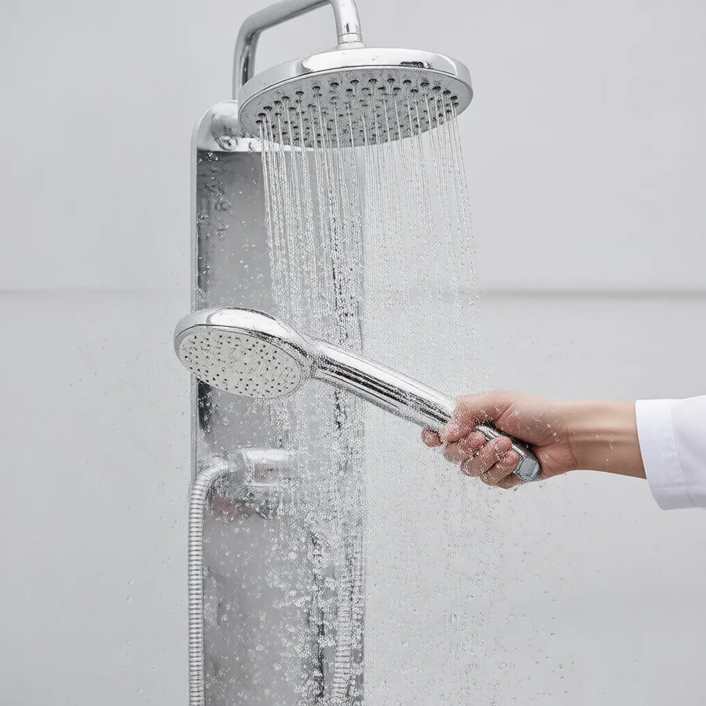 Round Shower Head Handheld High Pressure Sprayer Water Saving Detachable Rainfall Nozzle Bathroom Bath Ultra Slim Piece