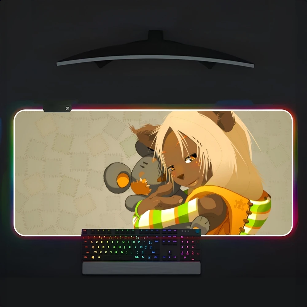 Game W-Wakfu Mouse Pad RGB Large Gaming Computer Keyboard LED Mousepad Office Desks And Laptop Accessories Non Slip HD