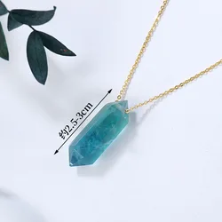 Natural Crystal Green Fluorite Double -pointed Pillar Pendant Powder Crystal Rough with Double -pointed Six -edged Necklace Gift