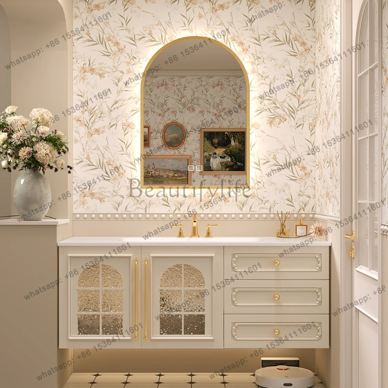 

Floating Modern Storage Bathroom Cabinet Drawers Mirror Luxury Smart Home Bathroom Cabinet Space Saver Mobiletto Bagno Furniture