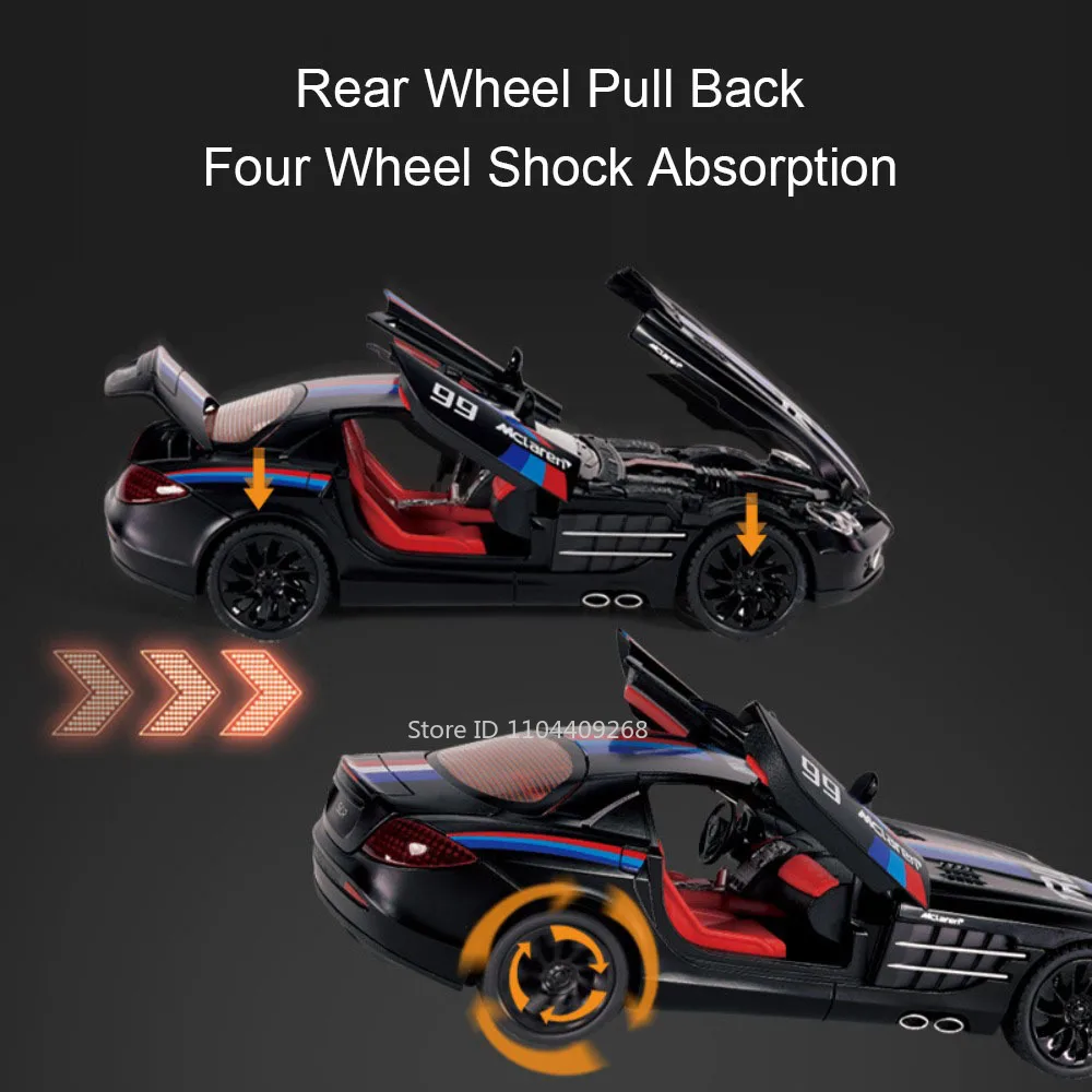 1:24 SLR E300L Sportwagen Modell Spielzeug Metalldruckguss Miniaturfahrzeuge Modelle Zurückziehen Spielzeug Sammlung Kinder Geburtstagsgeschenke