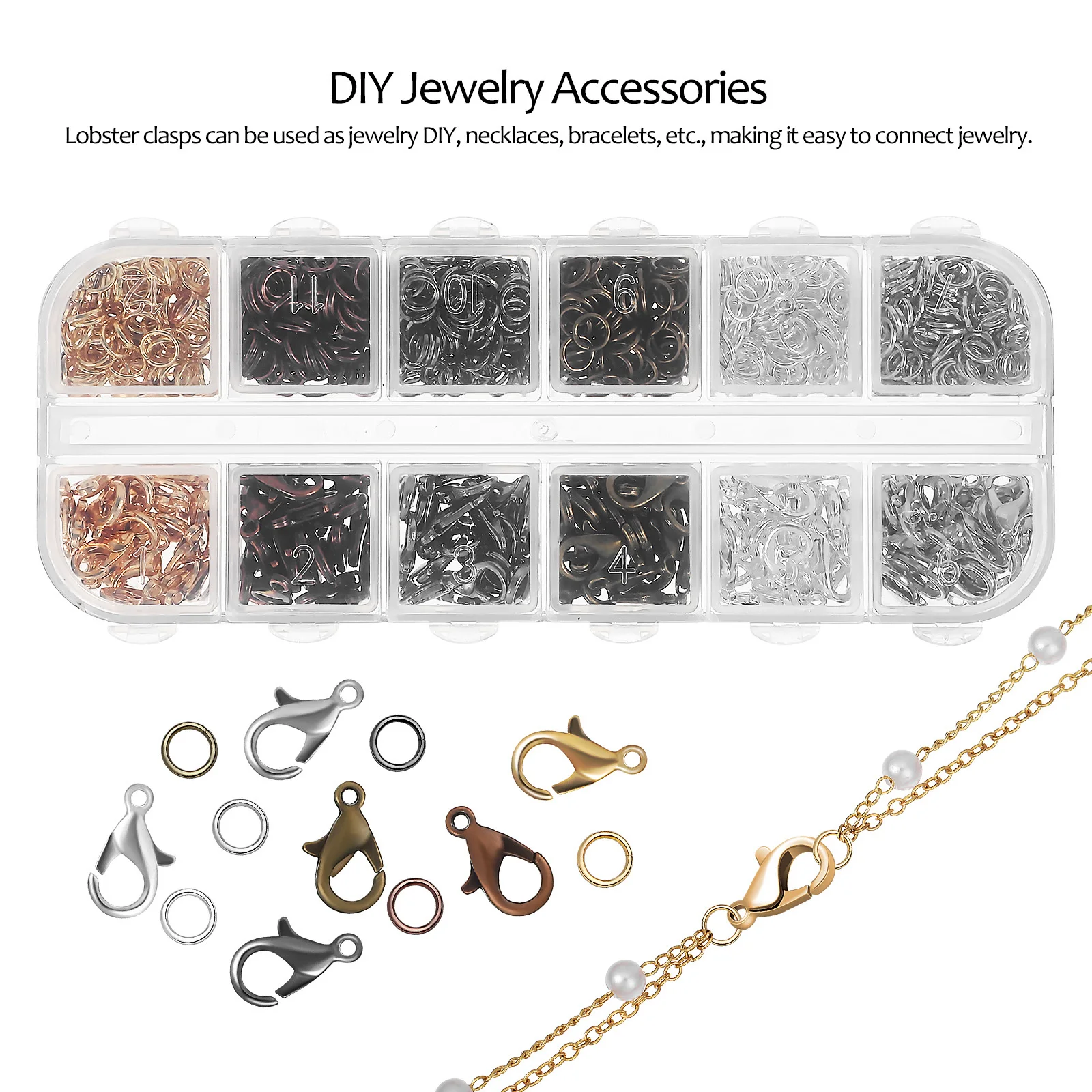 

1 set Lobster Claw Clasps Jump Rings Set Jewelry Making Closures Diy Necklace Bracelet Connectors Craft Supplies Handmade