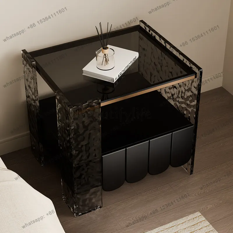 Italian minimalist solid wood bedside table light luxury acrylic bedroom for home use