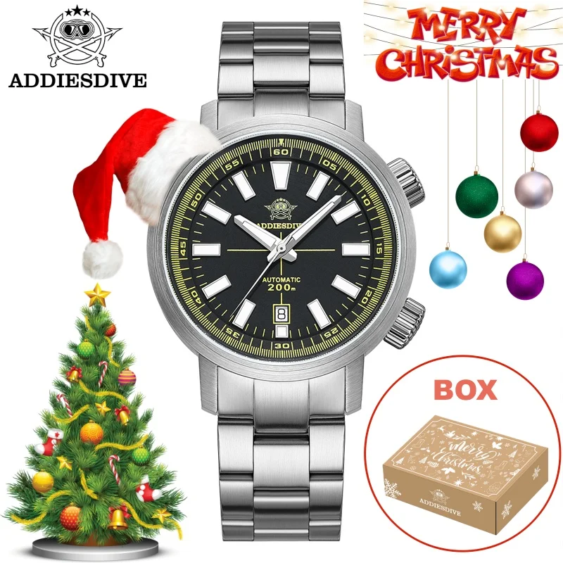 ADDIESDIVE cadeau de noël 42MM montre mécanique automatique Janpan 8215 200m plongeur BGW9 Super lumineux saphir herbe hommes montre