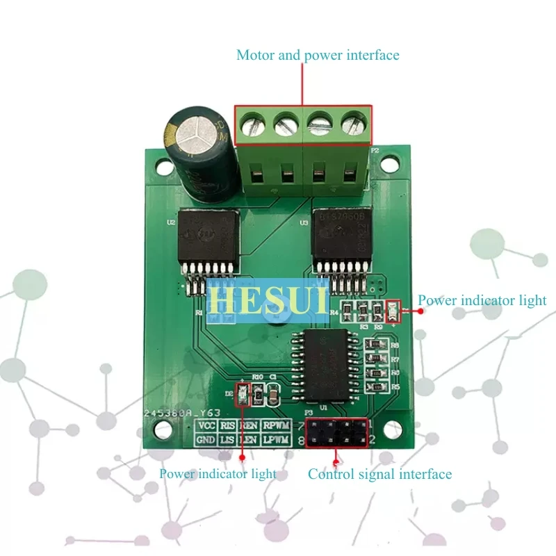 BTS7960 high-power motor drive board module intelligent car motor forward and reverse 43A current limiting H-bridge