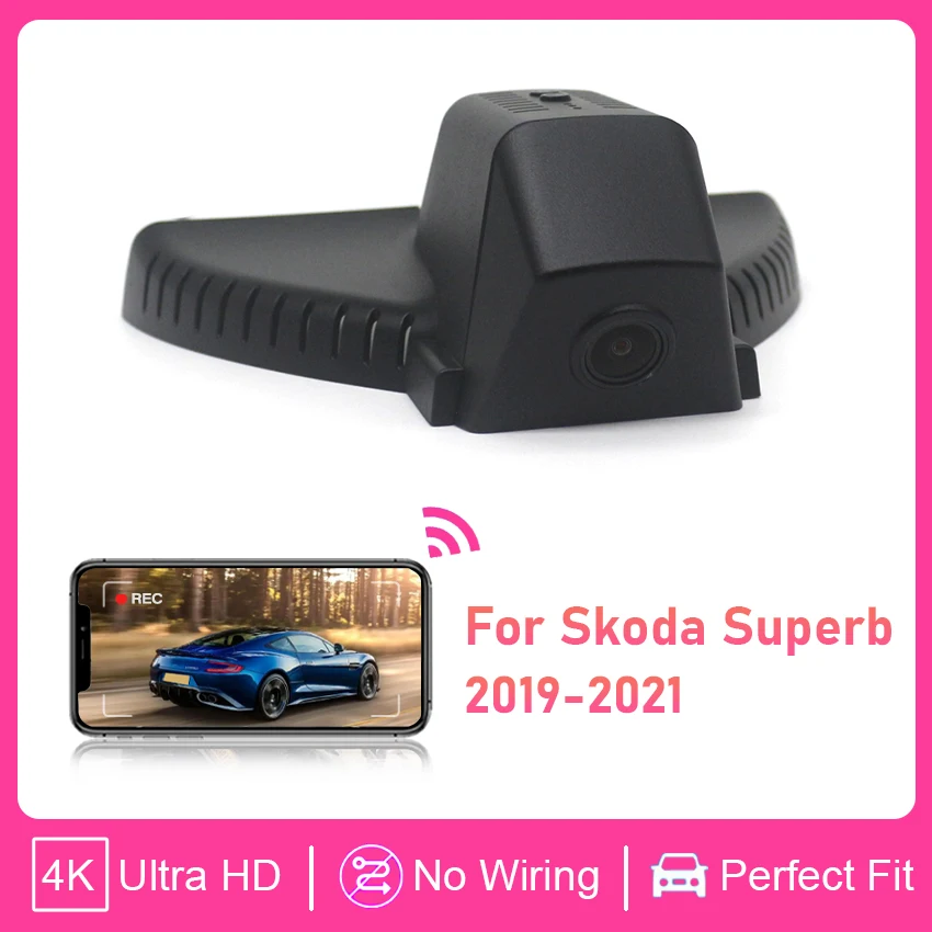 

4K 2160P Wi-Fi видеорегистратор с ночным видением и функцией Plug and Play для Skoda Superb Deluxe TSI380 TSI330 TSI280 DSG 2019-2021
