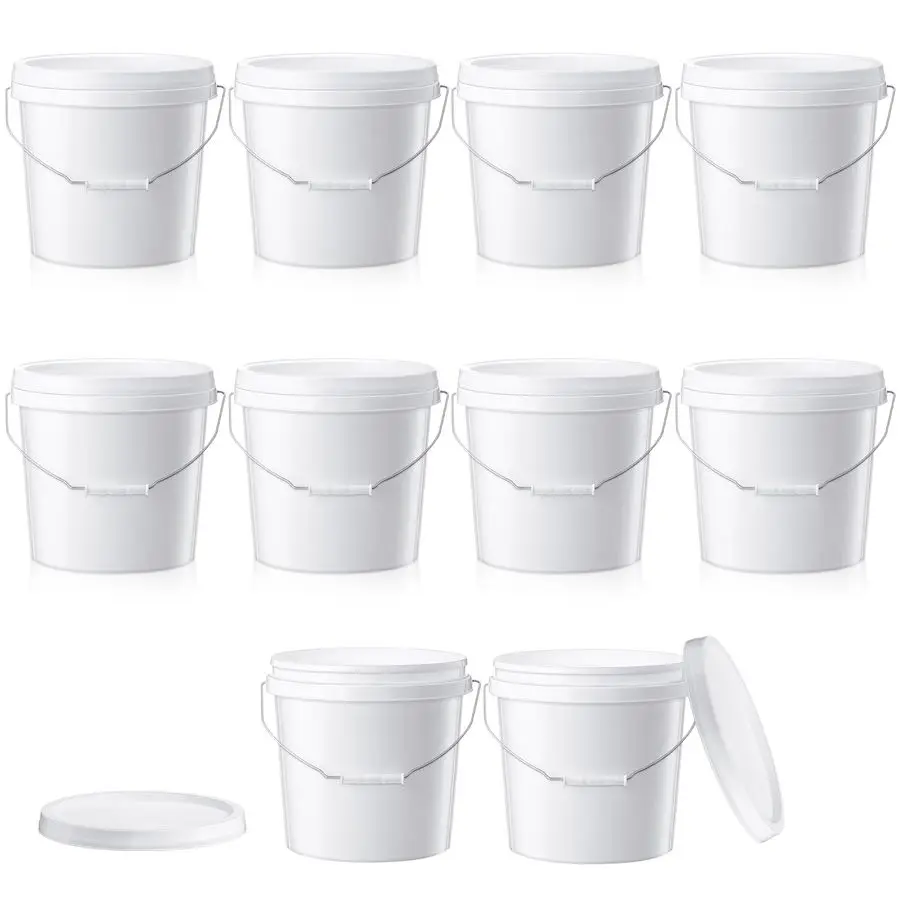 

10 Pcs 2 Gallon Plastic Bucket with Lid Heavy Duty 2 Gallon Bucket Pail with Lid Handle for Storage Container Home Household Cle