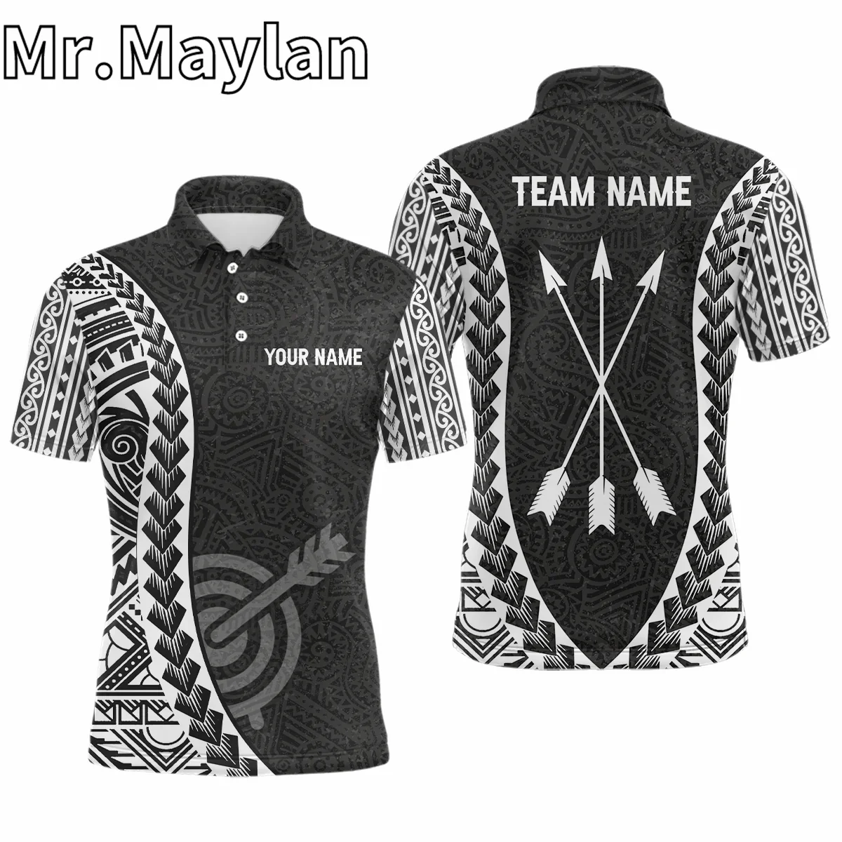 3D Personalized Polynesian Tattoo Target Archery Polo Shirts For Men Custom Arrows Archery Team Shirt Gift For Archery Lovers