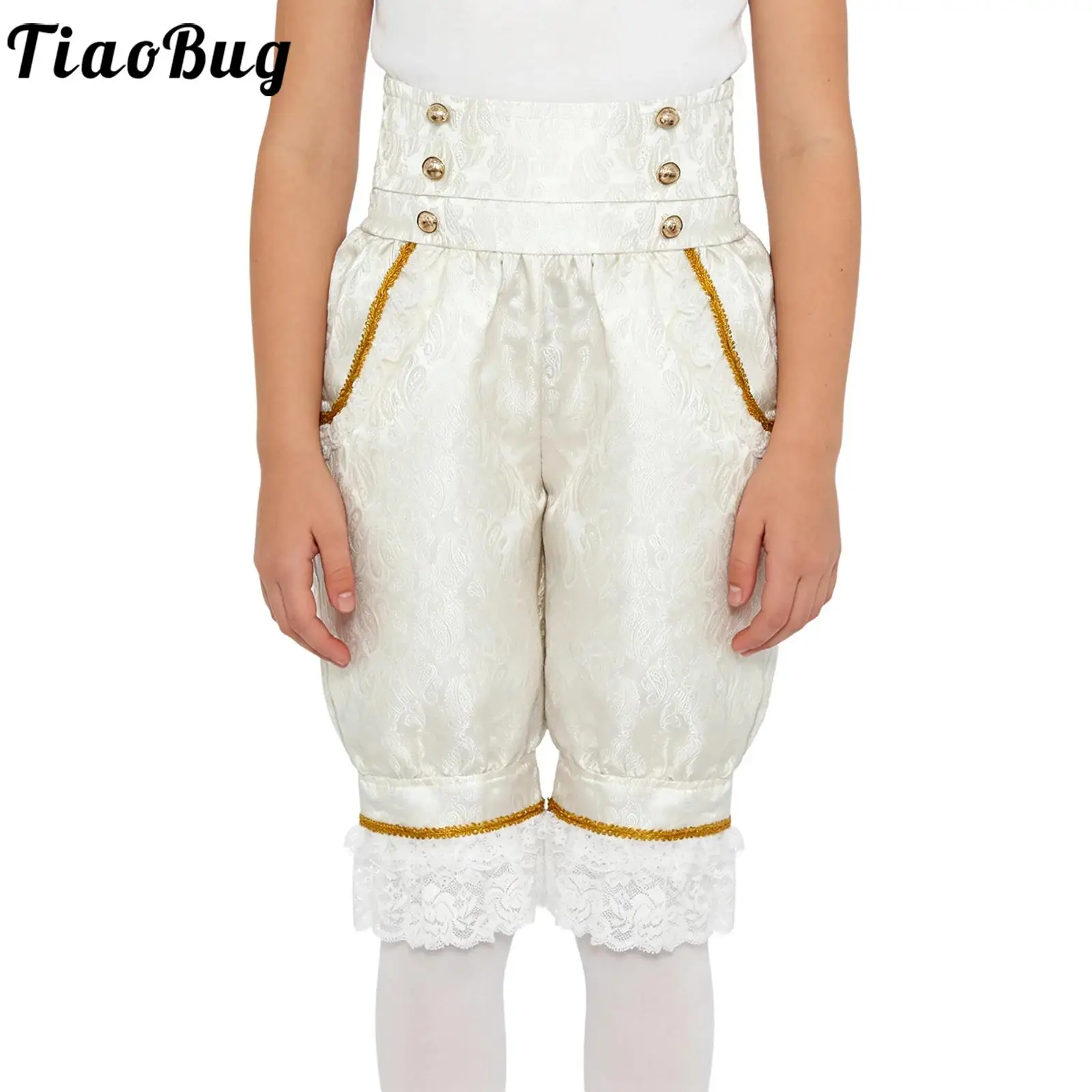 

Girls Victorian Pantaloons Bloomers Retro Princess Costume High Waist Ruffled Lace Pants for Halloween Cosplay Themed Parties