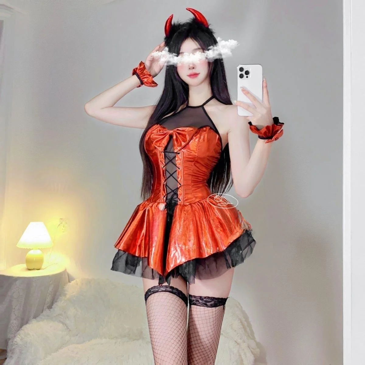 

Sexy loween Performance Red See-tough Belted Skirt Set Stage Costume for Dance Le Women Gogo ow Dj Performance