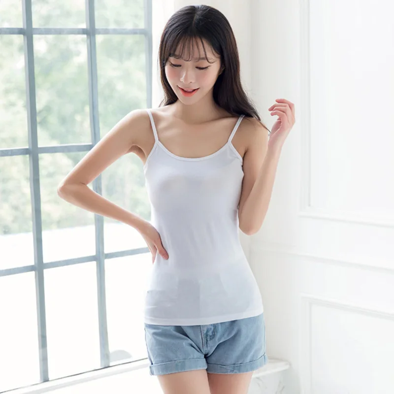 Cotton white slip top women's summer plus size slim bottoming shirt spring Black inner short top factory wholesale