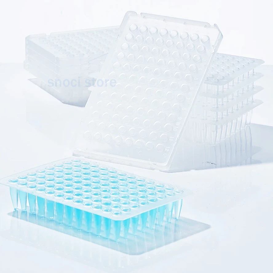 0.1ml 0.2ml 96-Well PCR Plates Polypropylene PCR Plate DNase/RNase Free Ultra-Thin Wall Laboratory Experiment Scientific，10Pcs