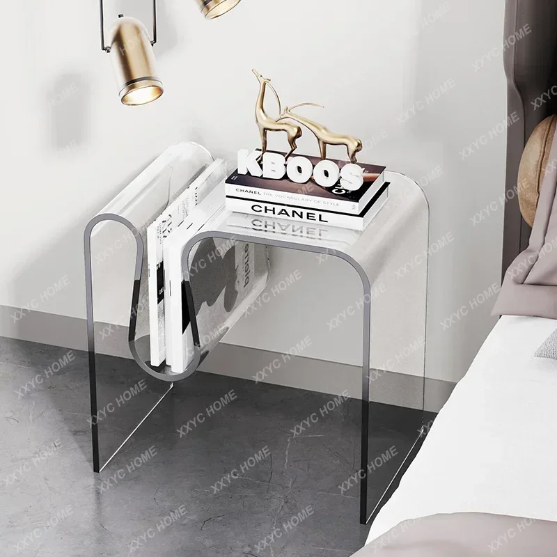 Transparent Acrylic Sofa Side  Living Room Coffee Creative Floor  With Magazine Rack Bedside Table For Bedroom