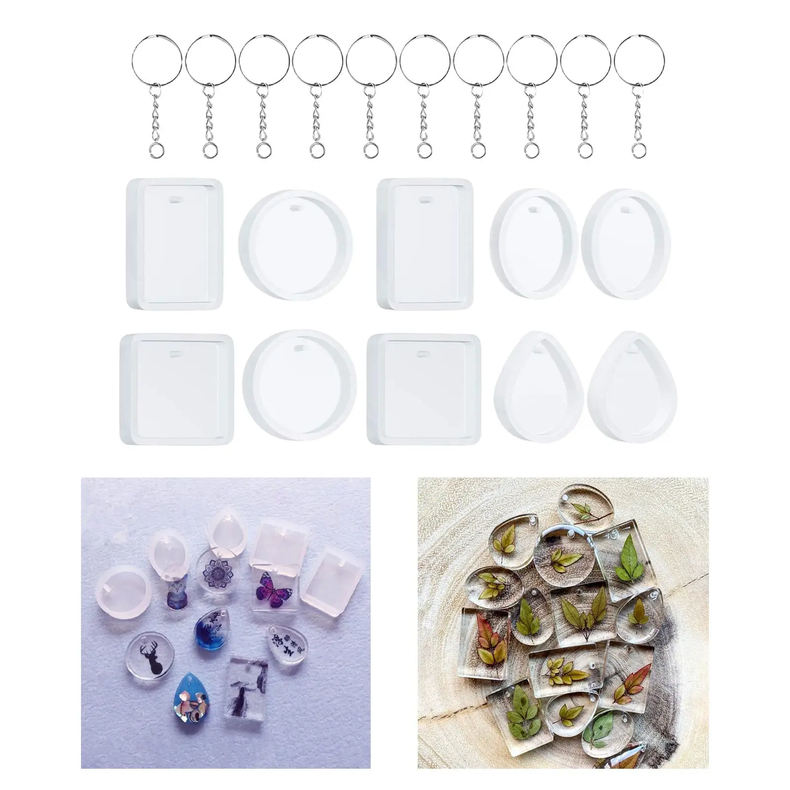 

20 Pieces DIY Keychain Pendant Casting Silicone Crafts 5 Styles Jewelry for Earring Necklace Gifts