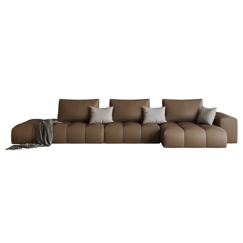 Large and small apartment living room combination modern simple leather sofa