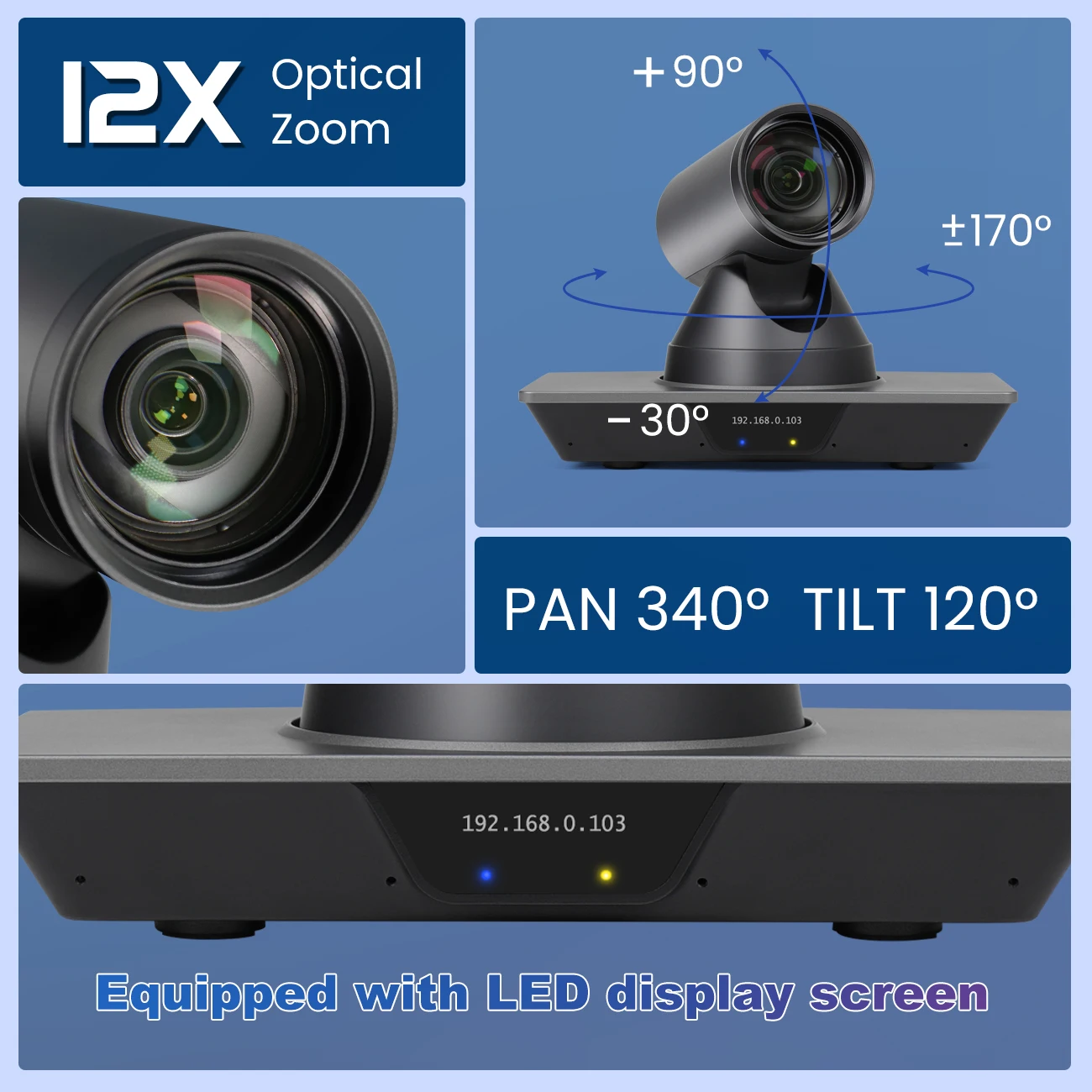 OEM High Quality 4K Ultra HD 2x Optical Zoom, Super Wide Angle Fast Focusing HDBaseT+HDMI+LAN PTZ Camera