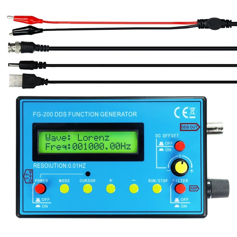 FG-200 DDS Function Signal Generator Frequency Counter 0.01Hz -500Khz Signal Source Module Sine+Square+Sawtooth Waveform