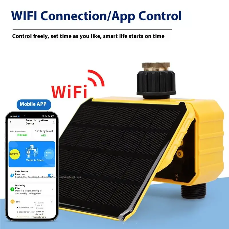 Solar Powered Wifi Smart Plastic Watering Timer Automatic Irrigation Sprinkle System Garden Lawn Greenhouse 1 Unit-B61B