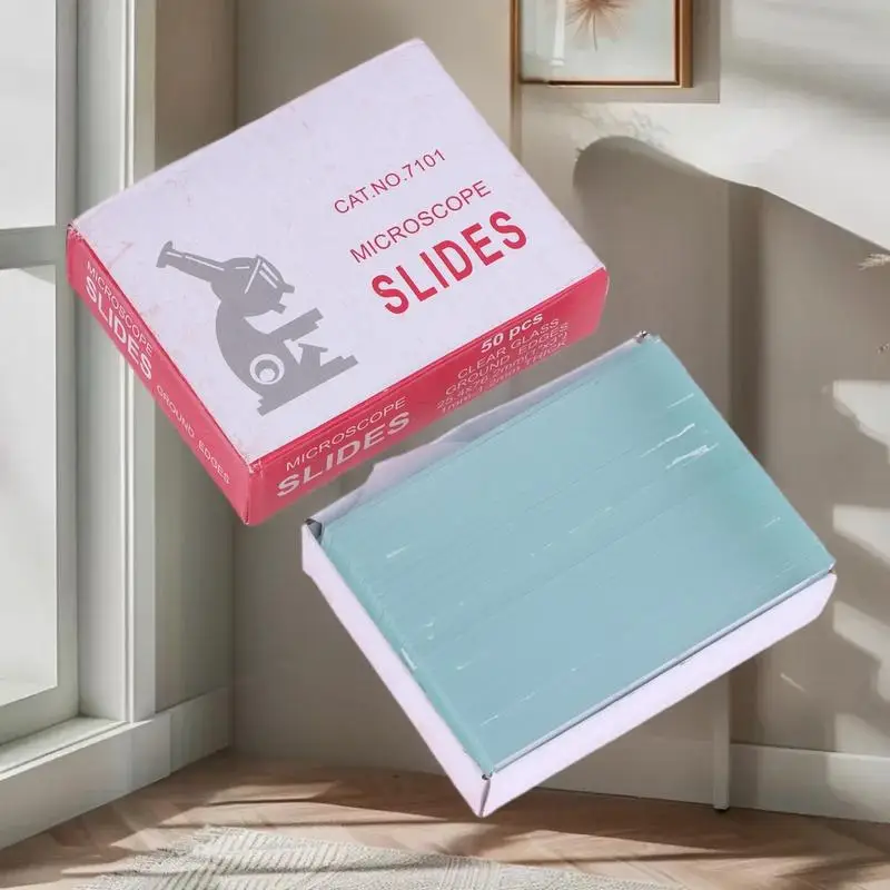حزمة من 50 شريحة مجهر زجاجية فارغة للدراسات البيولوجية والعلومية 25.4 × 76.2 ملم #5