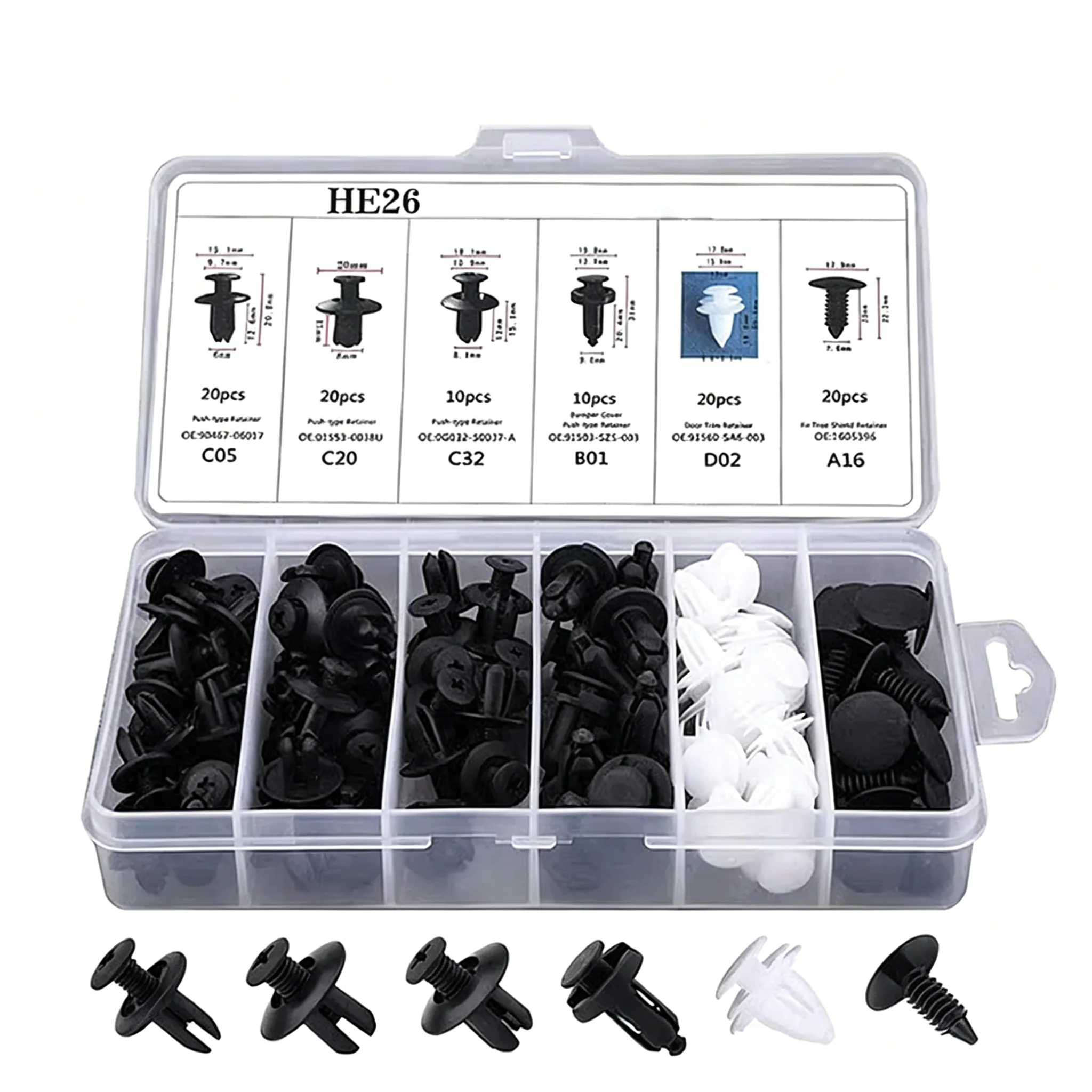 Auto Fastener Clip Mixed Car Body Push Retainer Pin Rivet Bumper Door Trim Panel Fastener Kit Car Clip 100/50 Box /Bag packaging