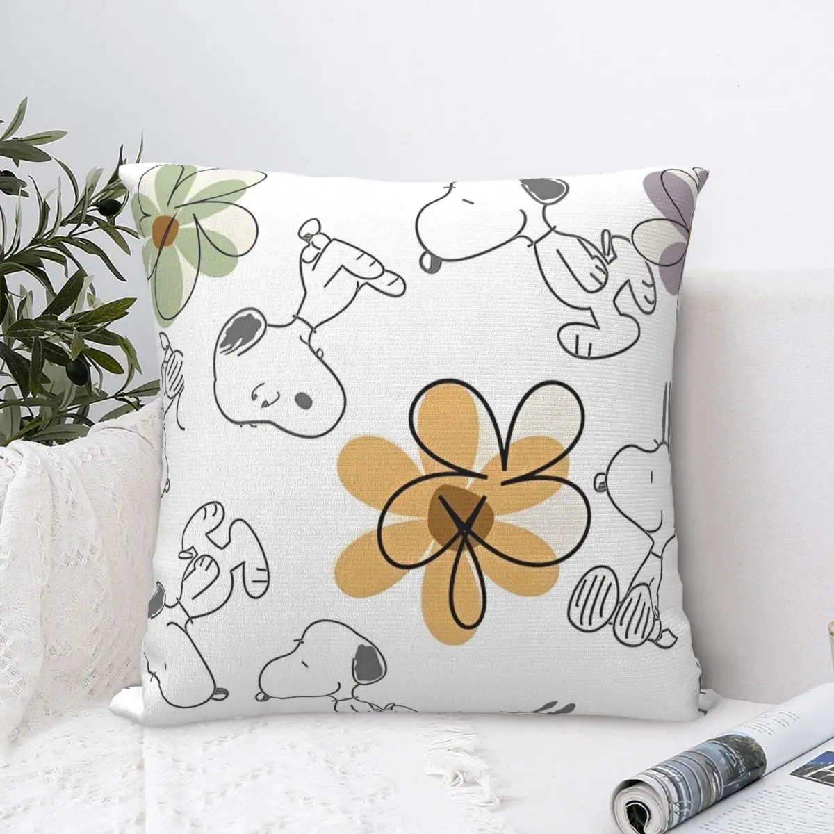 سنوبي الأزهار المخدة غطاء وسادة بوليستر ديكور الكرتون كيس وسادة غطاء غرفة نوم سستة 40*40 سنتيمتر #1