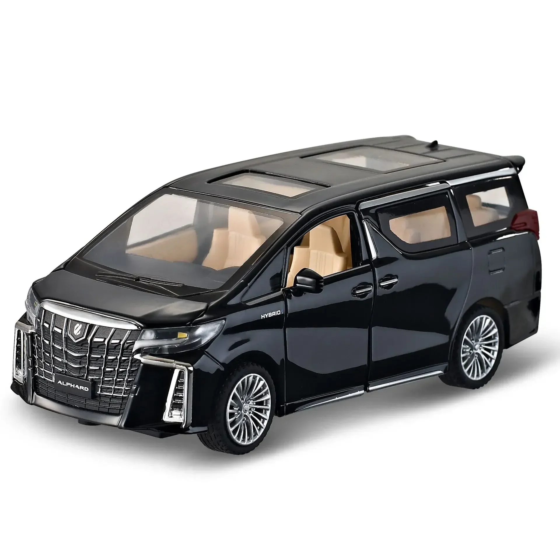 

1:32 Toyota Alphard MPV Diecast Toy Car Model Vehicle Miniature Pull Back Sound & Light Doors Openable Collection Gift Boy A938