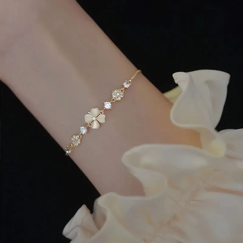 Four-leaf clover ring bracelet, S925silver, luxurious, lucky four-leaf clover, the perfect Thanksgiving gift for your girlfriend
