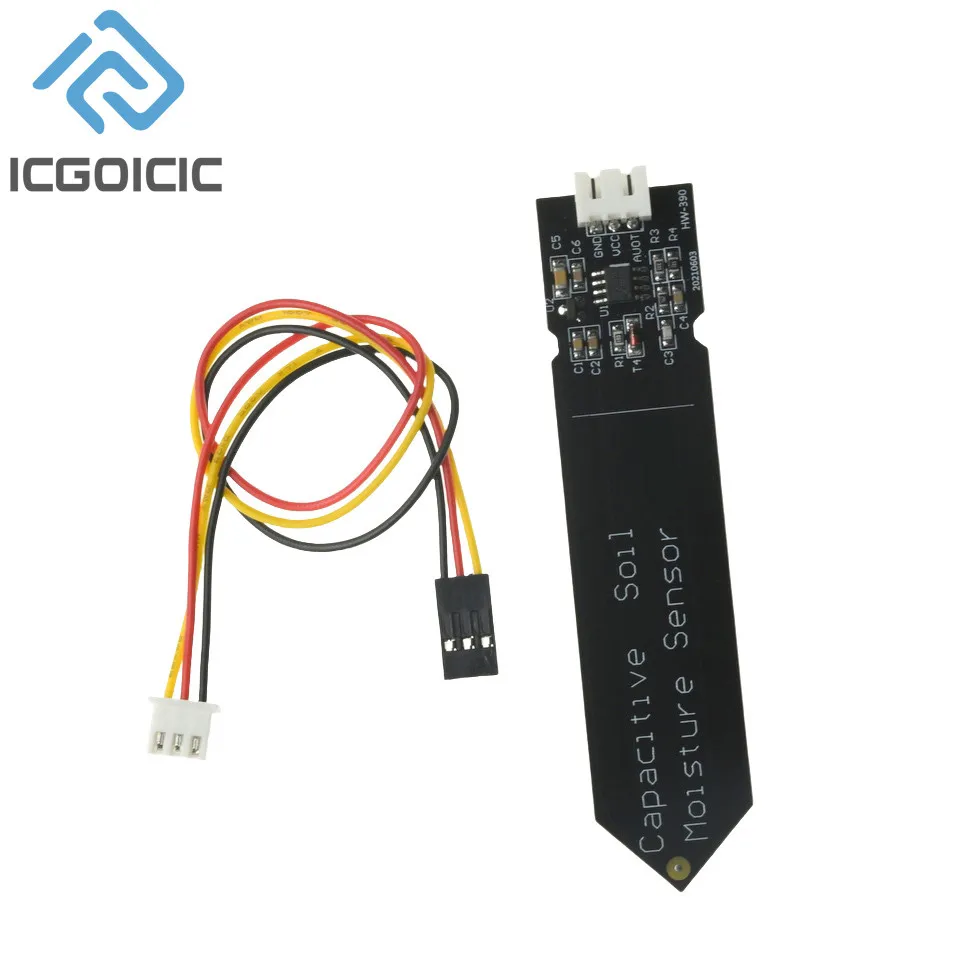 Pojemnościowy moduł czujnika wilgotności gleby niełatwy do korozji Przewód o szerokim napięciu 3,3 ~ 5,5 V Odporny na korozję W / Grawitacja dla Arduino