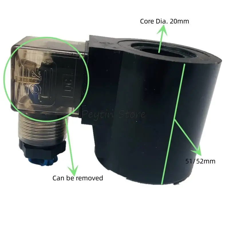 1Pc 20Mm Core Dia 51/52Mm Hoogte 12VDC 24VDC Ac 220V Pneumatische Controle Air Hydraulische magneetventiel Spoel