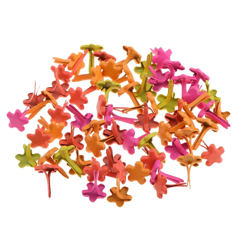 100pcs 7.5mm Flower Shape Mini Brad Paper Fastener Scrapbooking Craft