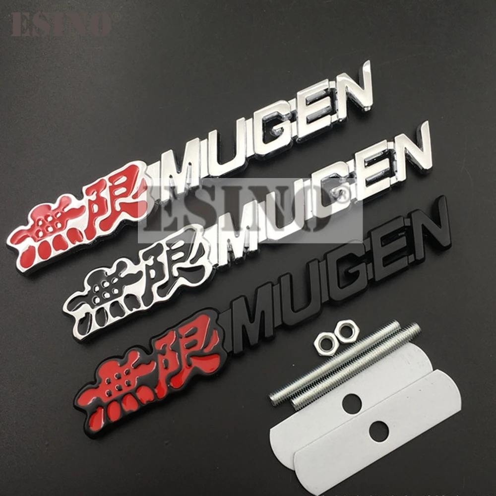 New Car Styling 3D Metal Chrome Zinc Alloy Emblem Car Grill Badge Emblem Auto Accessory for Honda Mugen Power