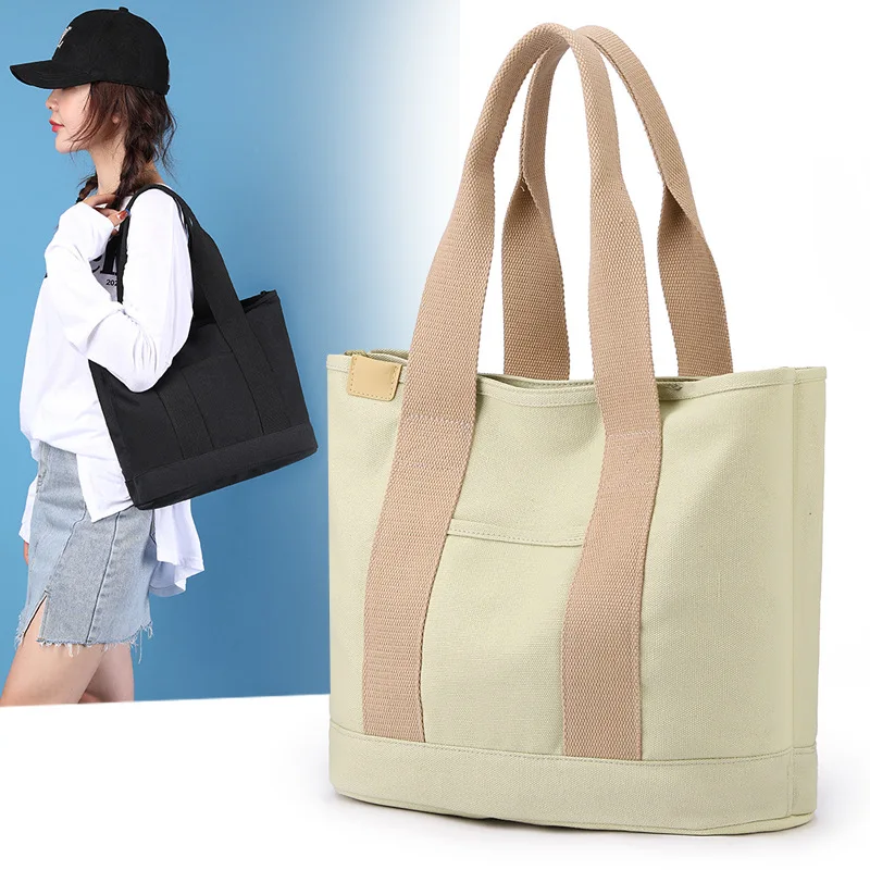 New Women's Canvas Lasagna  Casual Commuter Shoulder Bag Simple and Fashionable Bento Bag Handbag Lightweight Arm Bag