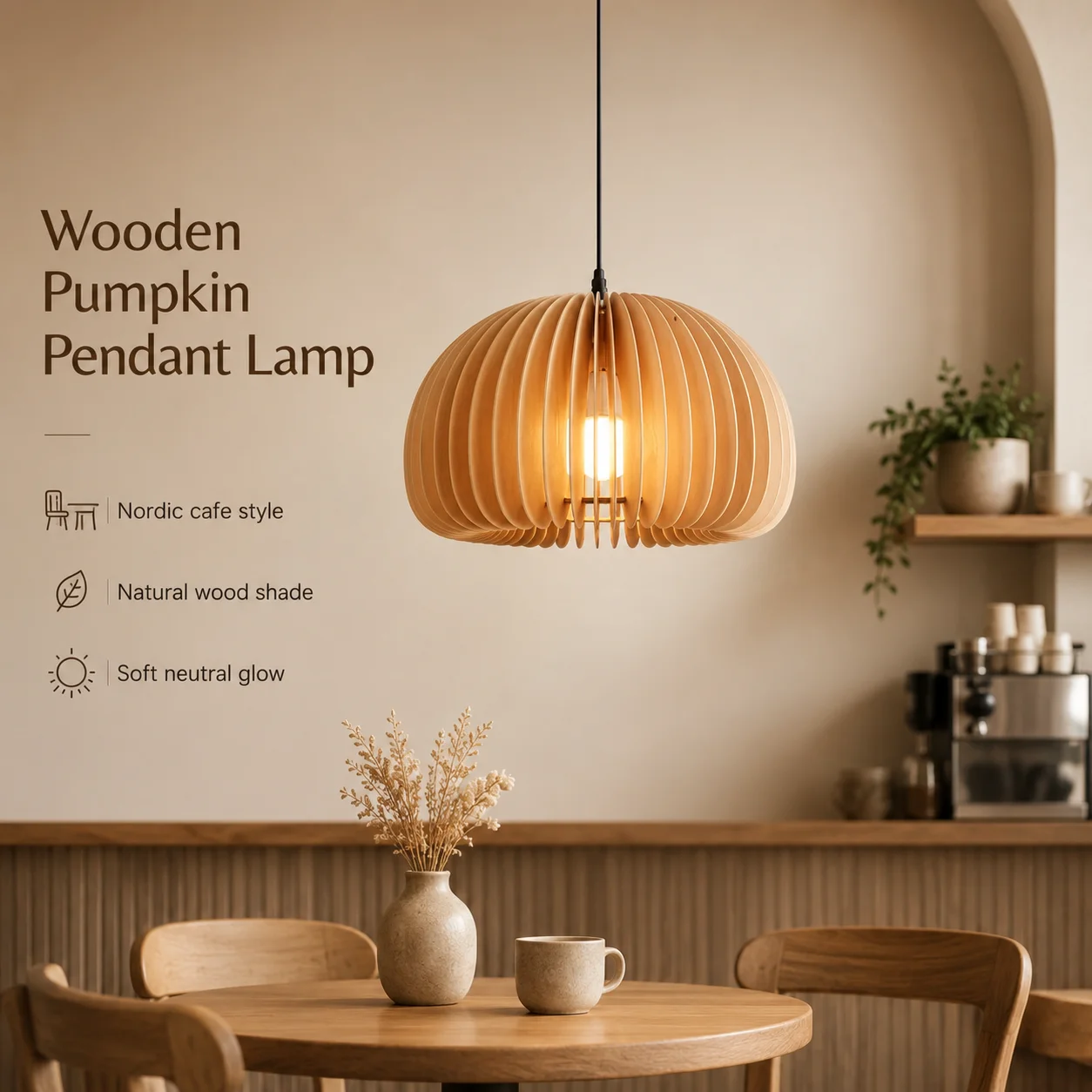 Natural Wood Hanging Pendant Lamp E27 Base Adjustable Cord Neutral Gentle Light For Dining Table Bar Indoor Home Decoration