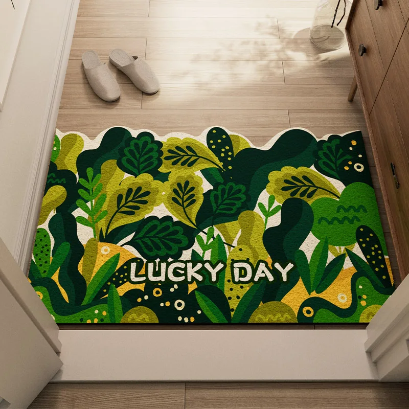 

Trees And Leaves Wire Loop Entrance Anti-Slip Floor Mats Entryway Scraping Dirt Scuffing Mats Cuttable Foot Mats Dirty Resistant