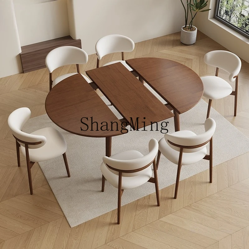 

CL medieval solid wood telescopic folding round table variable oval household small apartment dining table