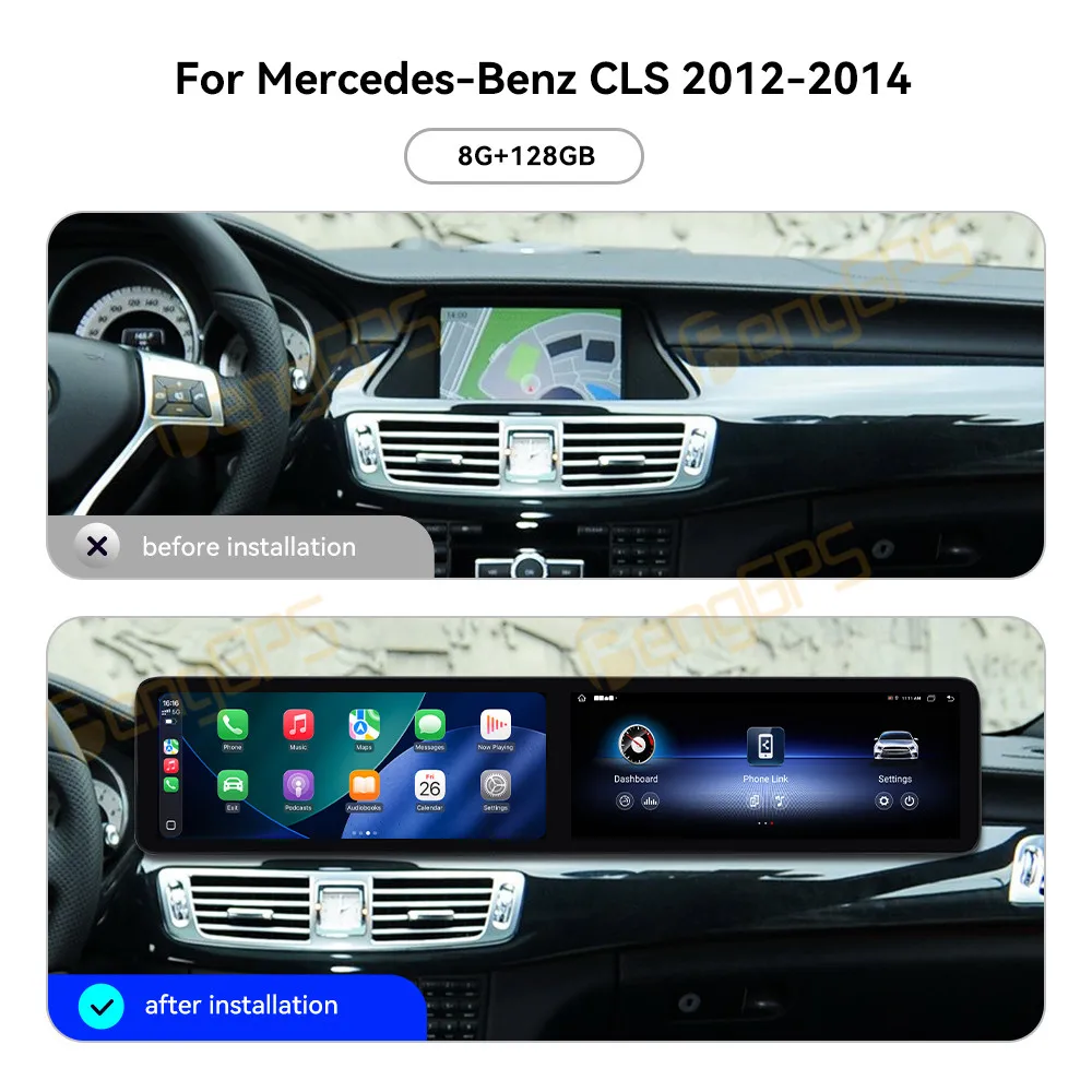 12.3 Inch Dual Screen Android 13 Car Radio CarPlay For Mercedes-Benz CLS 2012-2014 Touch Screen Multimedia Player Head Unit DSP