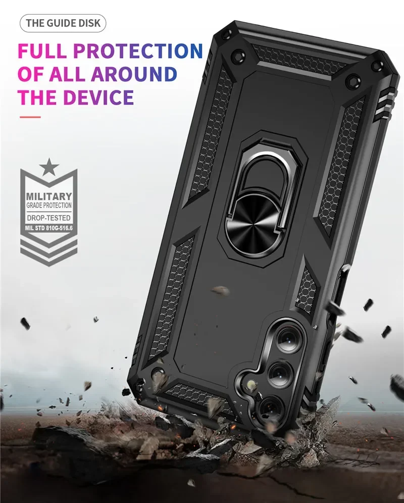 

Shockproof Armor Magnetic Phone Case for Samsung Galaxy A05 A04S A06 Metal Ring Stand Holder Bumper Back Cover