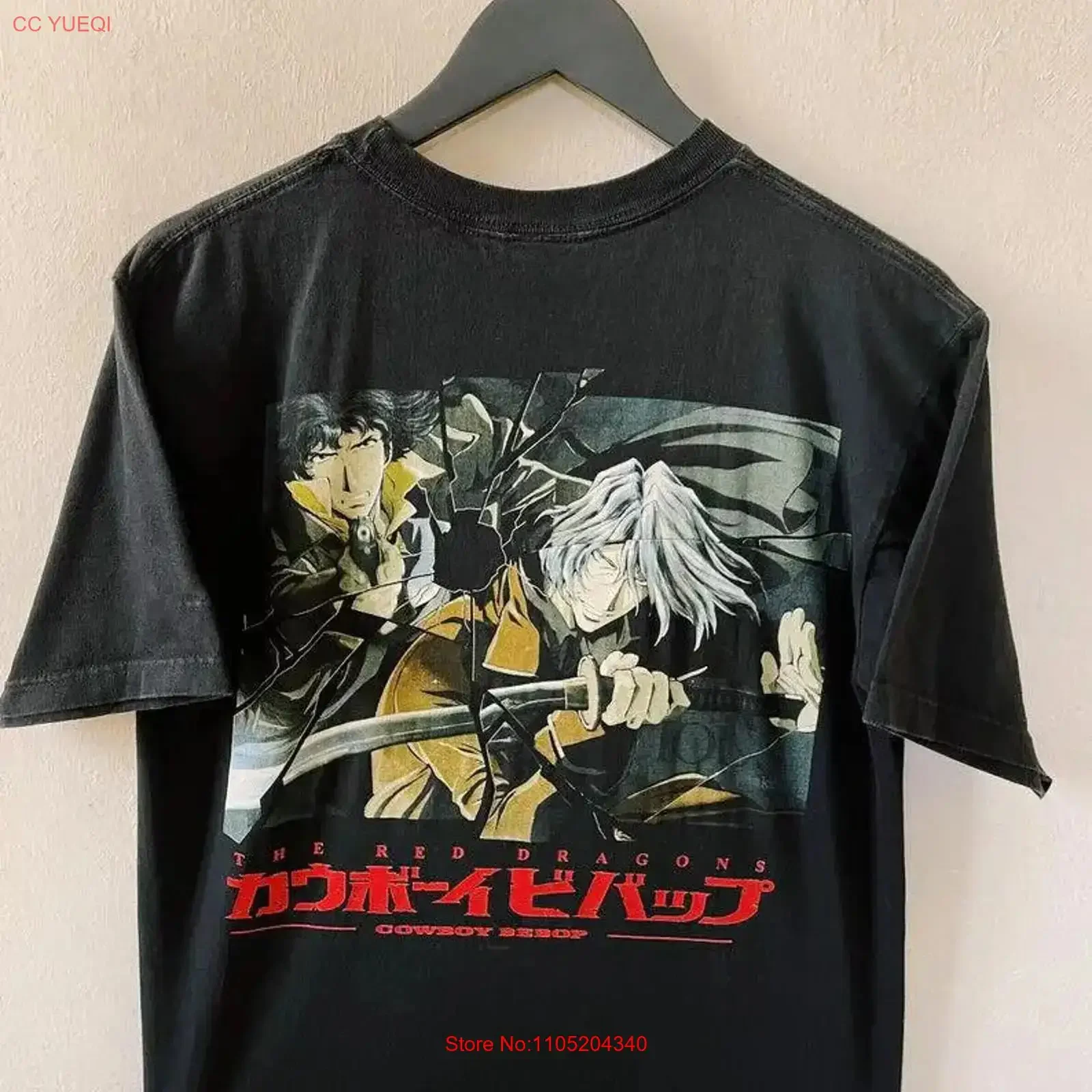 Vintage 90S Cowboy Bebop The Red Dragon Spike Spiegel Vicious Sunrise T Shirt vintage Washed Unisex Soft streetwear homme