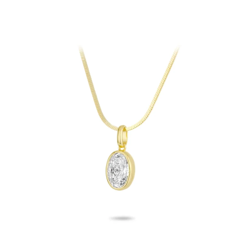 

BELLUX Pendant Chain 925 Silver Synthetic Zircon White Pigeon Egg Diamond Simple Fashion Gold Necklace