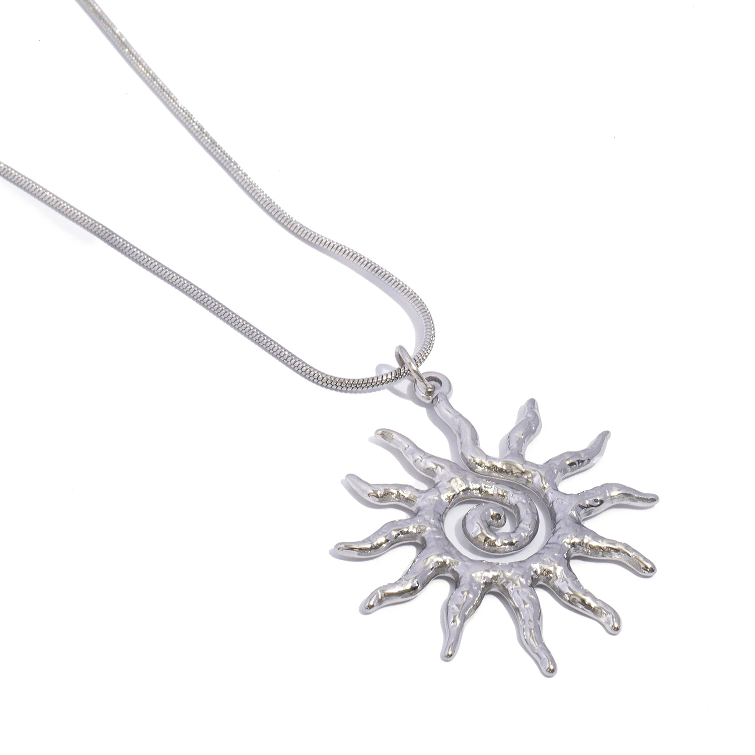 Spiralförmige Sonnenanhänger-Halskette für Frauen - 18K vergoldeter hypoallergener Edelstahl, für den täglichen Gebrauch & Boho-Geschenkideen Schmuck