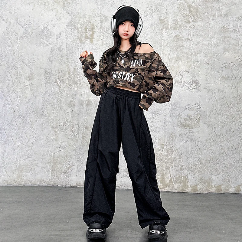 Costumes de danse Hip Hop pour enfants, hauts courts, pantalons amples, tenues Kpop, vêtements de danse pour spectacle Jazz, nouvelle collection 2025 DQS21219