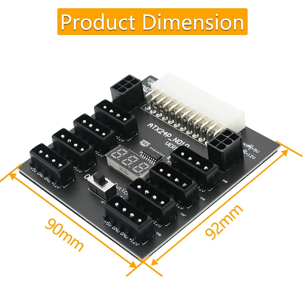 CHIA 마이닝용 ATX 전원 공급 장치 브레이크아웃 보드, 업그레이드 버전, 4 핀 및 6 핀 전원 커넥터 포함, 5V, 12V, 800W