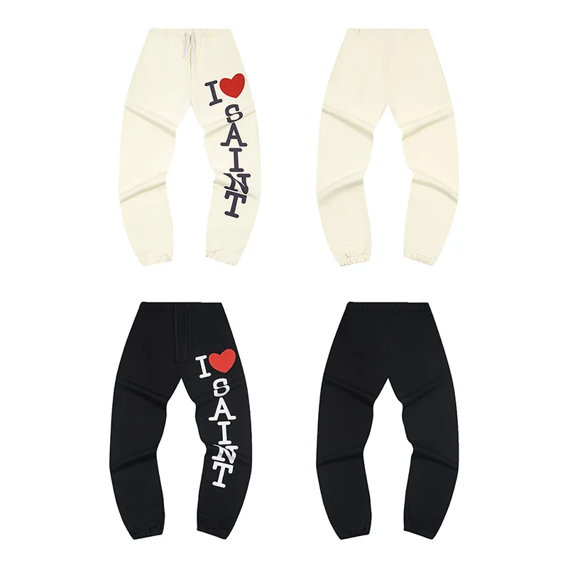 2026 New Saint Sweatpants High Street Vintage Letter Print Casual Loose Fit Men Women Casual Long Pants