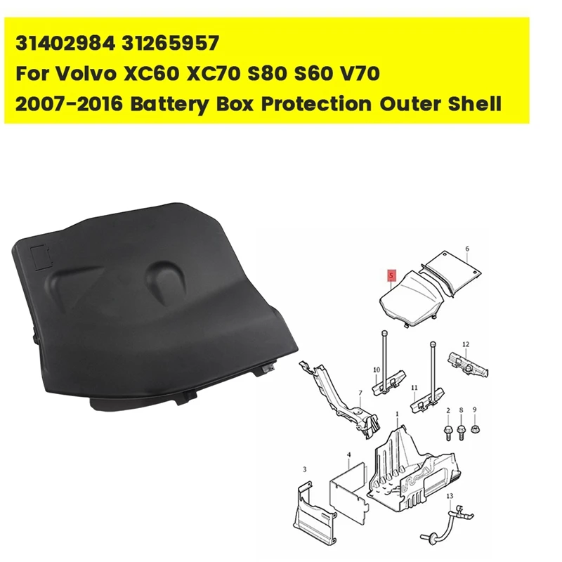 

Передняя Крышка батарейного отсека автомобиля 31402984 для Volvo XC60 XC70 S80 S60 V70 2007-2016 Защита аккумулятора внешняя крышка 31265957